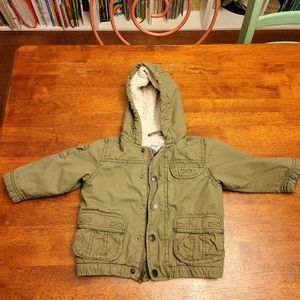 Old Navy Olive Canvas zip/snap Jacket 12-18m